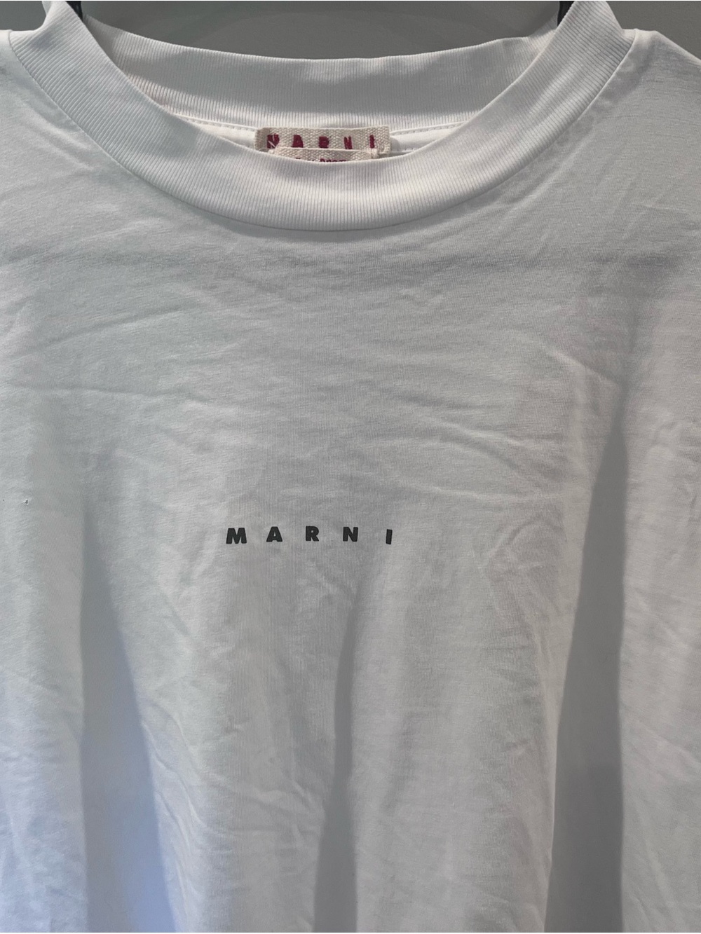Marni White Short-Sleeve Logo Tee with Black Text